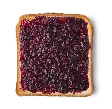 Jam on a slice of Toast. Isolated on a white background Stock Photos