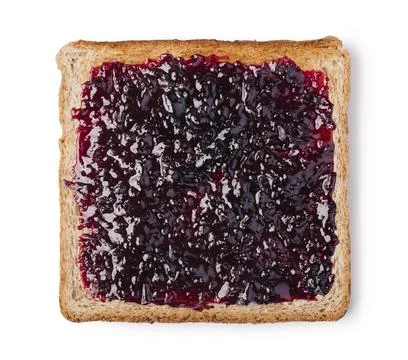 Jam on a slice of Toast. Isolated on a white background Stock Photos