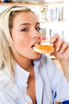 Jam on toast Stock Photos