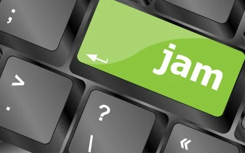 Jam word on computer keyboard pc key Illustrazione stock