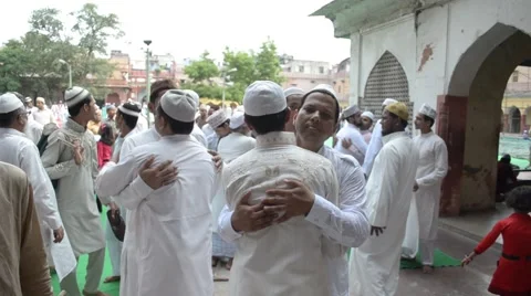 Jama masjid eid celebrating Stock Footage 46842315
