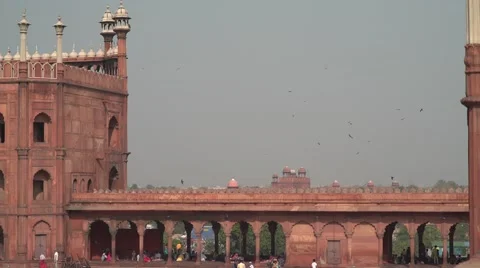 Jama Masjid View on Red Fort Birds 4K Stock Footage 62684853