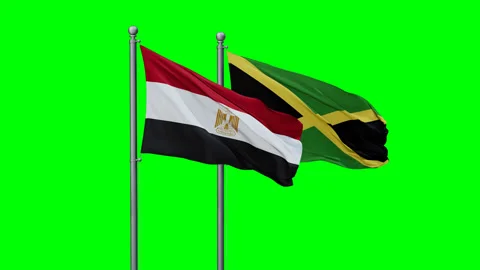 Jamaica and Egypt two flags Stock Footage 290088173