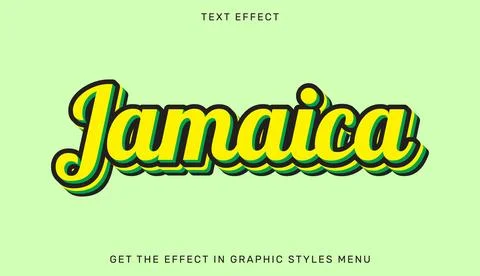 Jamaica editable text effect in 3d style Stock Illustration