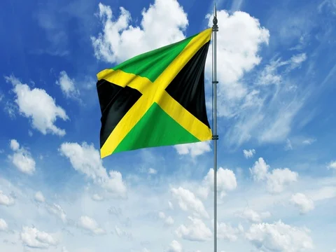 Jamaica flag animation, alpha  Stock Footage 78534893
