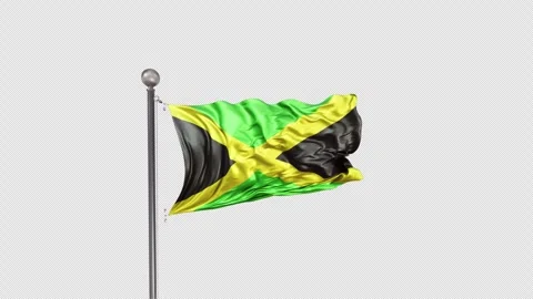 Jamaica Flag  Animation Loop Include Alpha 3D Rendering Stock Footage 283071487