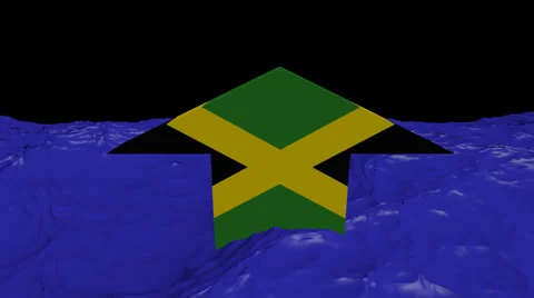 Jamaica flag arrow in abstract ocean animation Stock Footage