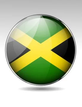 Jamaica flag button Stock Illustration