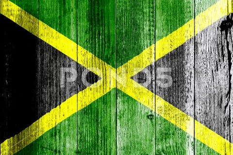 Jamaica Flag Grungy Distressed Board Stock Illustration