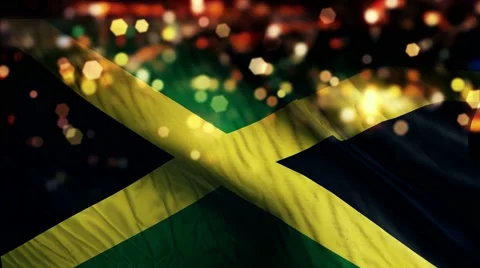 Jamaica Flag Light Night Bokeh Abstract Loop Animation 4K Stock-Footage 47609352