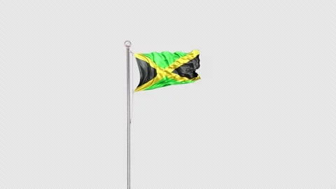 Jamaica   Flag Pole  Animation Include Alpha 3D Rendering Stock-Footage 312076490