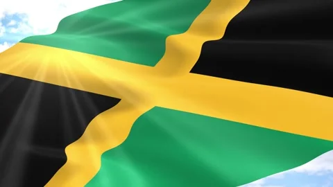 Jamaica Flag Seamless Loop 4k 60fps on Sky Background Stock Footage 341562463