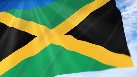 Jamaica Flag Seamless Loop 4k 60fps on Sky Background Stock Footage 341674304