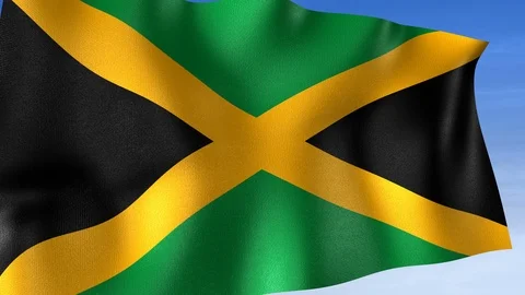 Jamaica Flag - Set of 3 Angles with Masks [3WaveSeries] Stock Footage 105308824