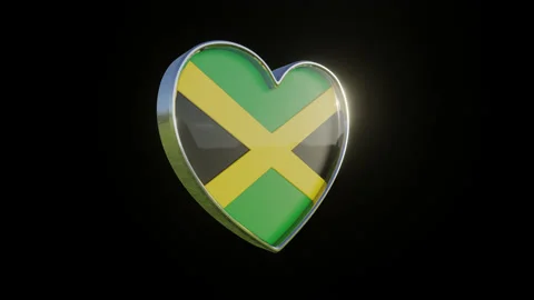 Jamaica Flag in the Shape of 3D Heart. Video stock 135570028