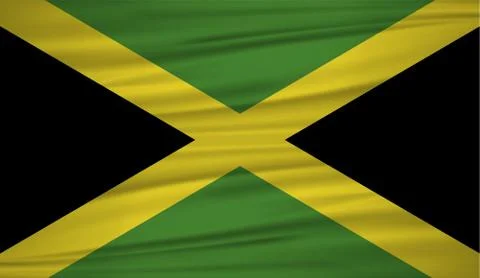 Jamaica flag vector. Vector flag of Jamaica blowig in the wind. The national  Stock Illustration