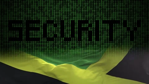 Jamaica flag - Waving flag on matrix binary code background Stock Footage 321422338
