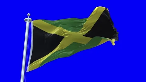 Jamaica Flag Waving in Loopable and Textured green screen background Stock Footage 296876323