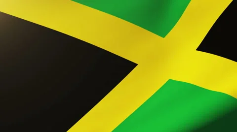 Jamaica flag waving in the wind. Looping sun rises style.  Animation loop Stock Footage 48595518