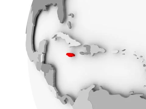 Jamaica on grey globe Stock Illustration