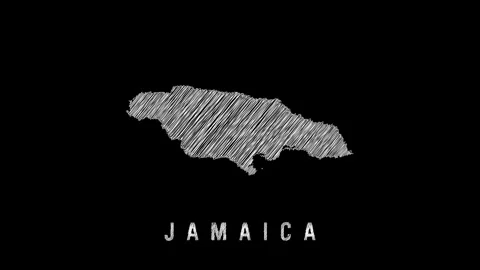Jamaica island map appearing with scribble effect on black background Stock Footage 318162586