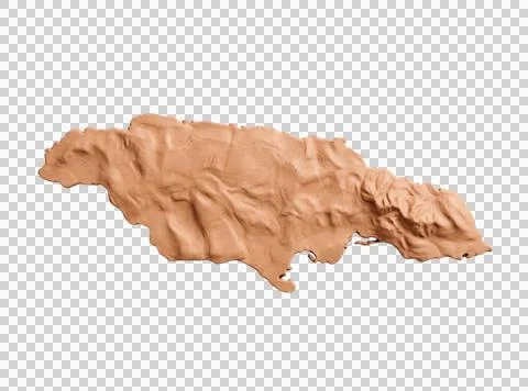 Jamaica map 3d rendering, earth relief top view of jamaica, land map, isolate Stock Photos
