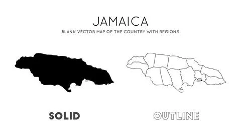 Jamaica map. Blank vector map of the Country with regions. Borders of Jamai.. Stock Illustration