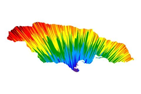 Jamaica - map is designed rainbow abstract colorful pattern 스톡 일러스트