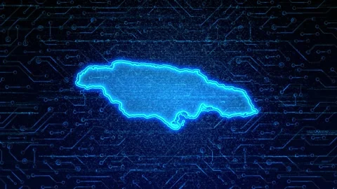 Jamaica Map Digital Technology Opener Stock Footage 335081396