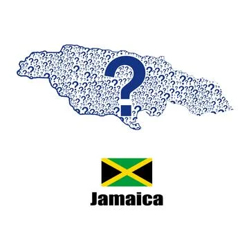 Jamaica map flag made from question mark. Stock Illustration
