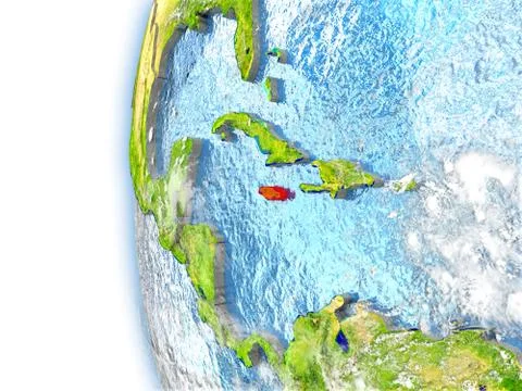 Jamaica on model of Earth Illustrazione stock