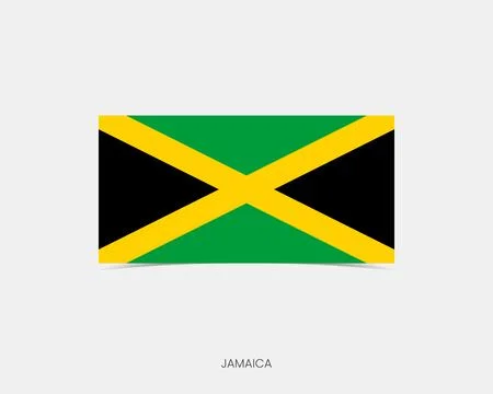 Jamaica Rectangle flag icon with shadow. Stock Illustration