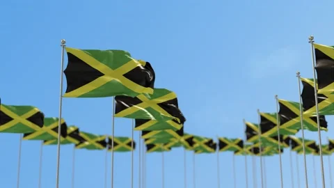 Jamaica Row Of Flags 3D Animation Stock-Footage 148703871