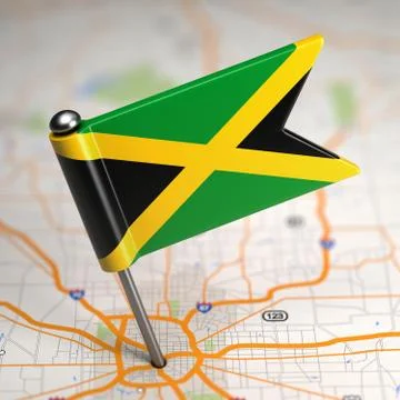Jamaica Small Flag on a Map Background. Stock Illustration