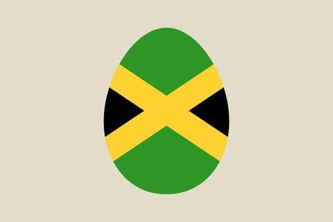 Jamaican flag Easter egg decorated as a national symbol for a patriotic and.. Stock Illustration