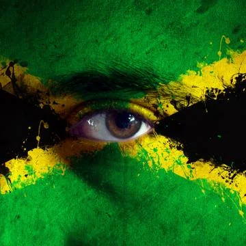 Jamaican flag on face 스톡 일러스트