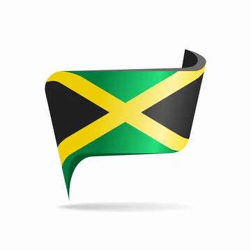 Jamaican flag map pointer layout. Vector illustration. 스톡 일러스트