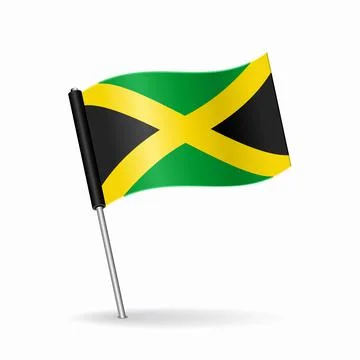 Jamaican flag map pointer layout. Vector illustration. Stock Illustration