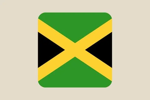Jamaican Flag Vector Icon in a rounded square button style, isolated for mo.. Stock Illustration