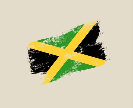Jamaican Flag Vector Symbol Painted with a Messy Brush Stroke on an Isolate.. Stock Illustration