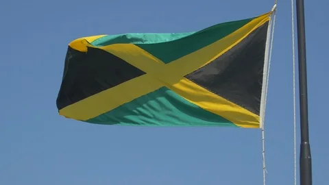 Jamaican flag waving in the wind Stock Footage 87841993