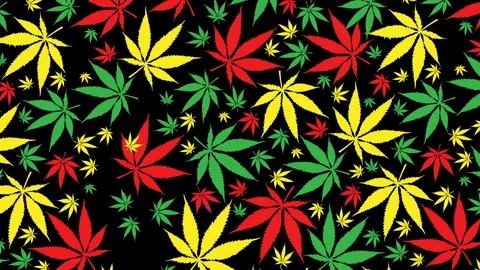 Jamaican marijuana pattern background Video stock 127687567
