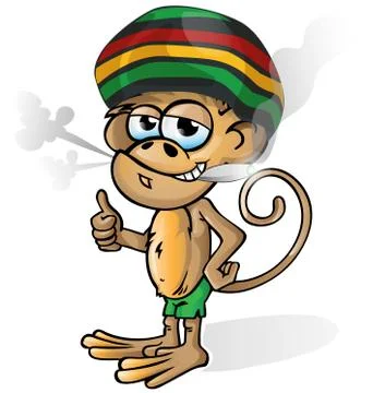 Jamaican monkey cartoon. Stock Illustration