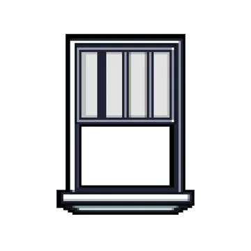 Jamb window frame pixel art vector illustration Stock Illustration