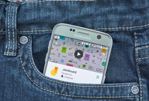 Jamboard mobile application on screen of Samsung Stock Photos