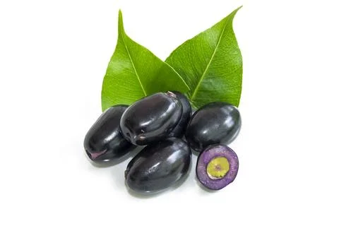Jambolan plum or Java plum isolated on white background. jamun (syzygium cu.. Foto stock