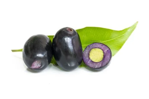 Jambolan plum or Java plum isolated on white background. jamun (syzygium cu.. Foto stock