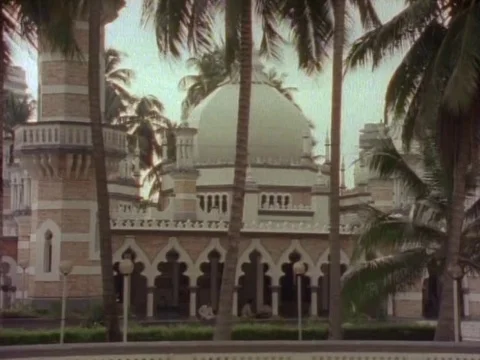 Jamek Mosque and coconut tree in Kuala Lumpur Stock Footage 79881359