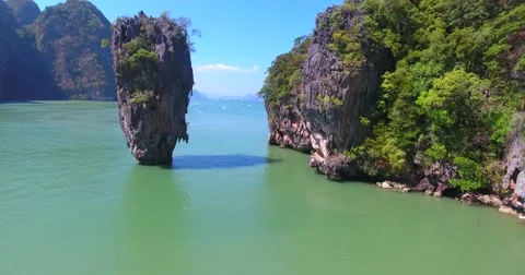 James bond rocks thailand phi phi drone Stock Footage 63375034