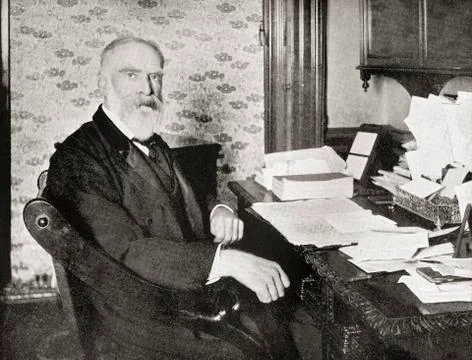 James Bryce in his study. James Bryce, 1st Viscount Bryce, 1838 - 1922. B 写真素材